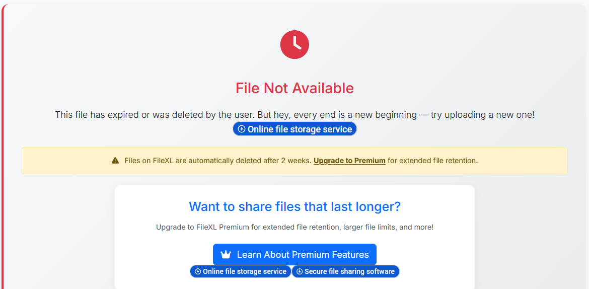 Experiencing A File Not Available Error At Filexlcom
